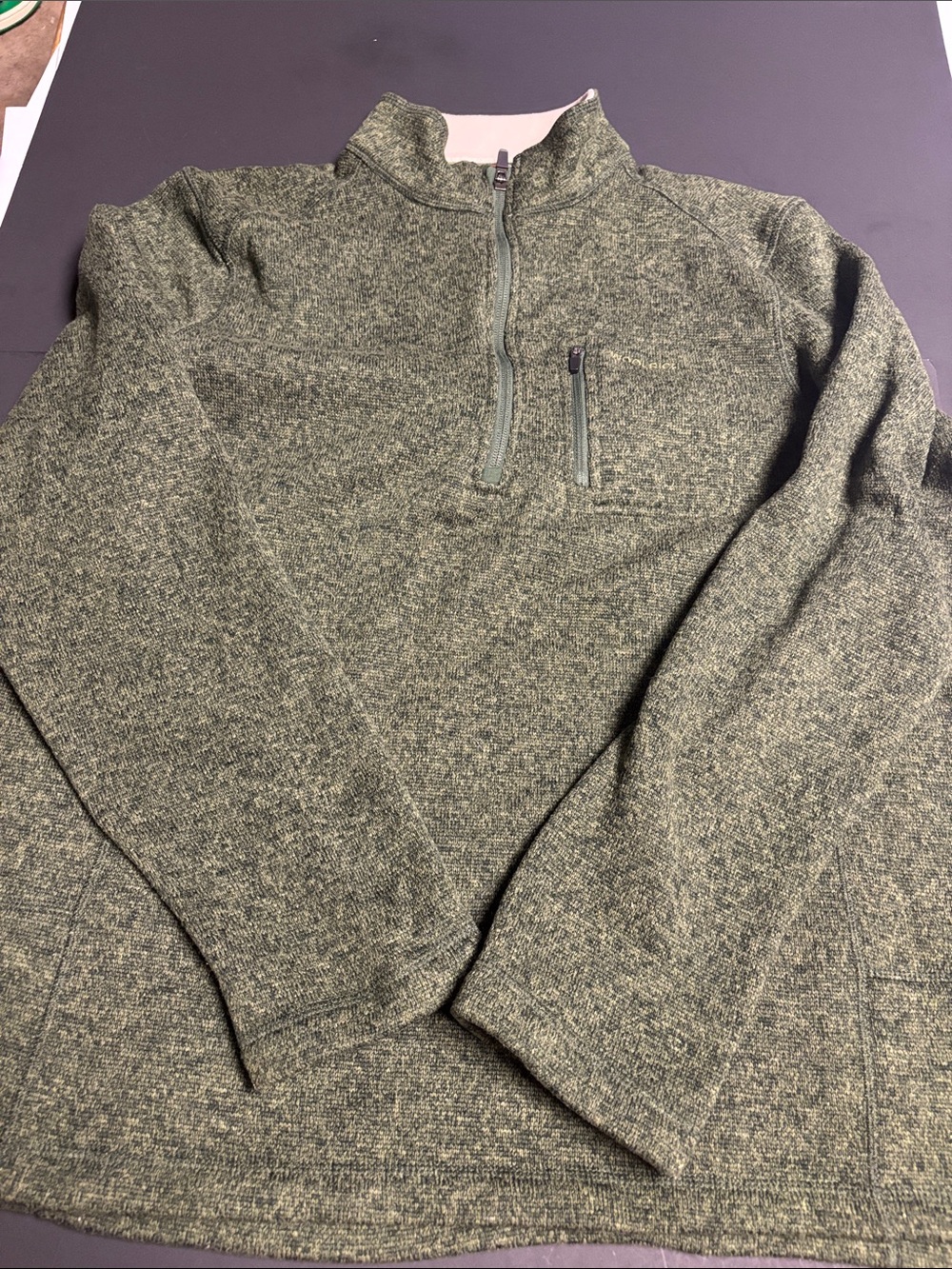 Woolrich Men's Olive Heather Quarter-Zip Sweater